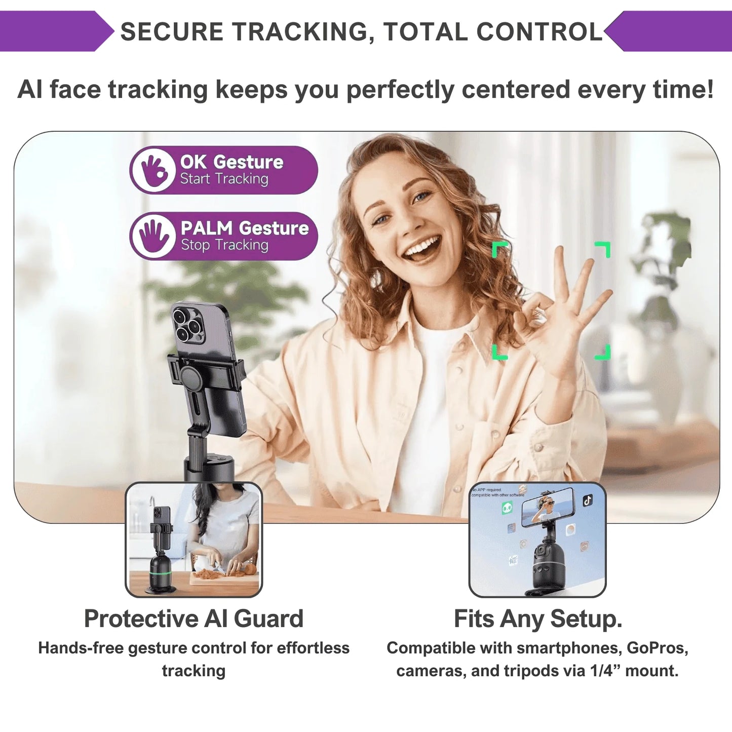 Wirenoso - Smart 360° Auto Face Tracking Tripod