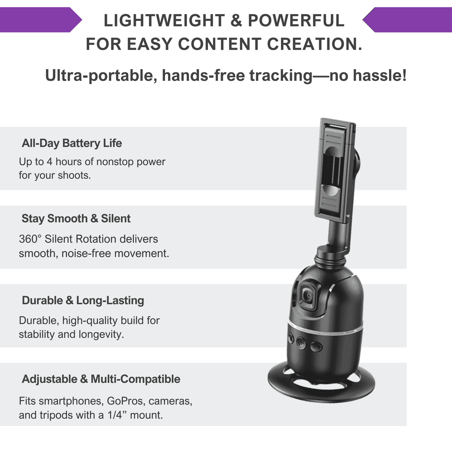 Wirenoso - Smart 360° Auto Face Tracking Tripod